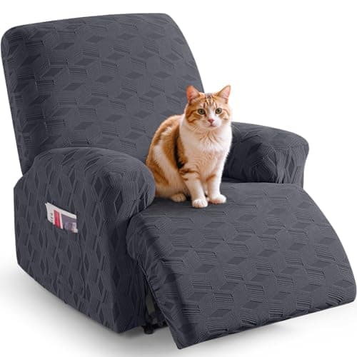 TAOCOCO Stretch Jacquard Recliner Chair Covers, Dark Grey