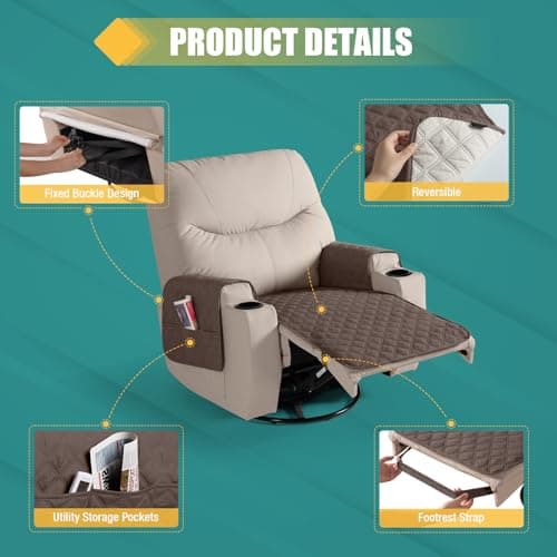 Ruaozz Large Waterproof Recliner Chair Covers Brown