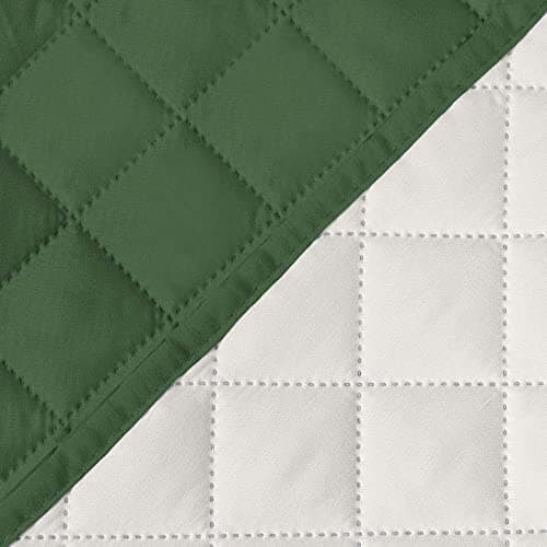 H.VERSAILTEX Ivory/Beige Loveseat Slipcover, Non-Slip Elastic Strap, Water Resistant, Seat Width to 46" — Christmas Green/Beige