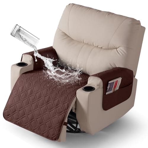 VANSOFY Dark Gray Recliner Chair Covers, 100% Waterproof & Non-Slip — Coffee