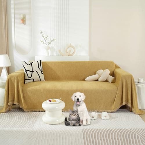 ROOMLIFE Reversible Sofa Covers for 3 Seat Reclining Futon - Washable Kids & Pet Protector 71"x134" — Aa.yellow
