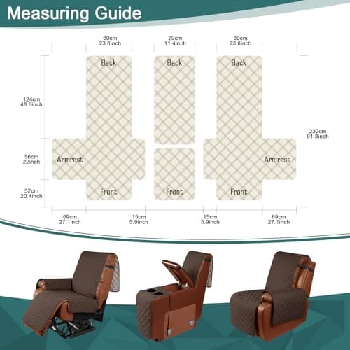 Waterproof Recliner Loveseat Cover for Double Recliner Sofa (Dark Brown)