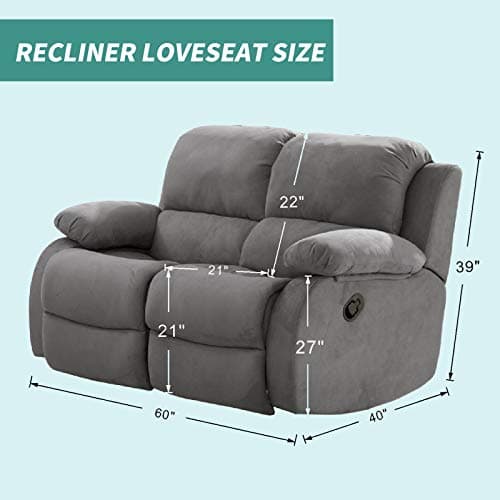 YEMYHOM Light Gray Stretch Loveseat Recliner Slipcover with Side Pocket