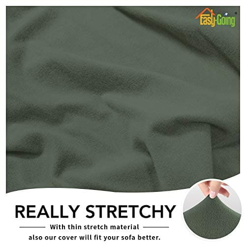 Chocolate Fleece Stretch Slipcover for Sofa, Non-Slip & Washable Couch Protector — Grayish Green