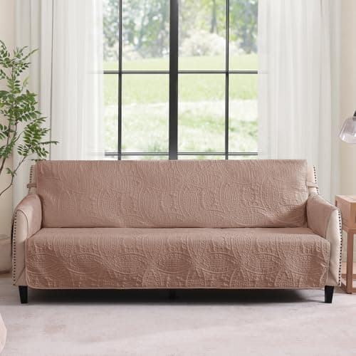 Water-Repellent White Recliner Slipcover, Stay-In-Place Pet-Friendly Washable Cover (22") — Dusty Pink