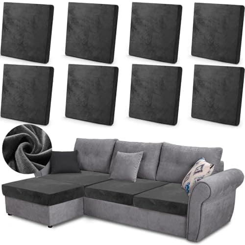 Velvet Stretch Seat Cushion Covers Set - Cream White — Dark Grey