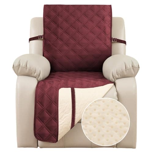 TOMORO 100% Waterproof Non-Slip Recliner Chair Cover, Dark Gray, 23x38 Inch — Burgundy