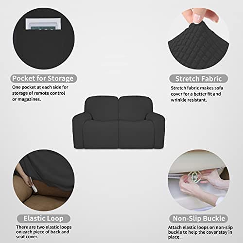 Dual Waterproof 100% Stretch Loveseat Cover, Dark Gray