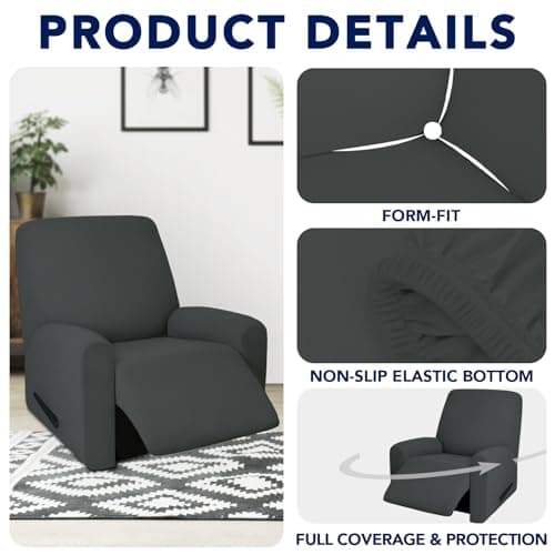 PureFit Dual Waterproof Recliner Cover - Stretch Non-Slip Fleece, Dark Gray