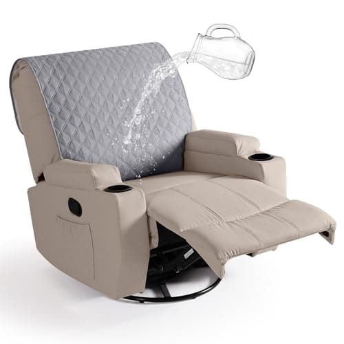 Waterproof Recliner Chair Cover with Straps, Dark Grey, Washable - for Reclining Chairs — Light Grey