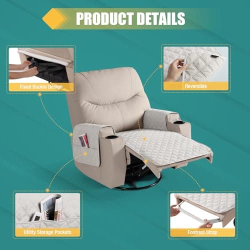 Ruaozz Upgraded Waterproof Recliner Chair Covers - Beige