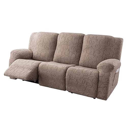 Soft Jacquard Stretch Recliner Sofa Slipcover 3-Cushion Sectional