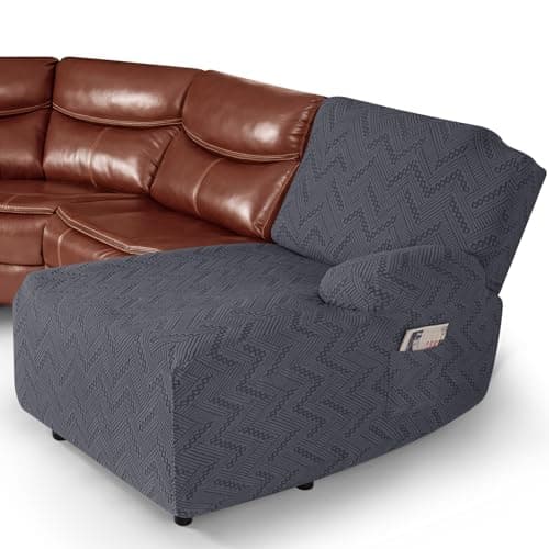 Oversized Chaise Couch Cover for L Shape Sofa with Pockets - Dark Gray