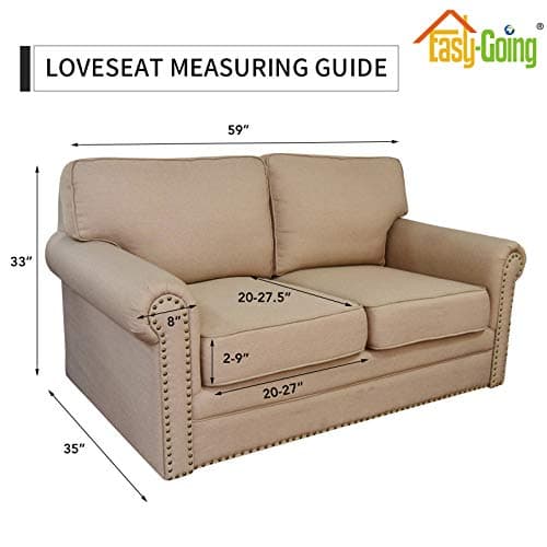Pet and Kid-Friendly Couch Cover, Stretch Loveseat with 2 Cushion Covers, Dark Gray Spandex Fabric