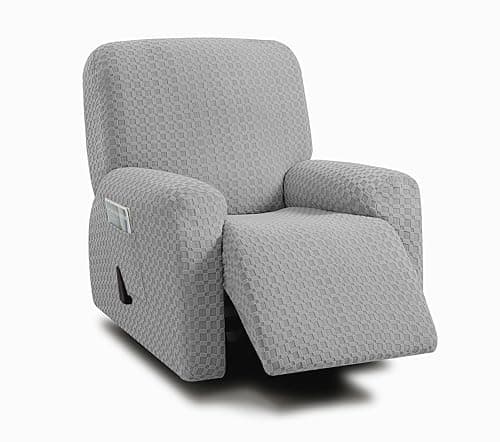 ULTICOR Chocolate 1 Seat Recliner Cover for Jacquared Sofa (Style 2) — Light Grey