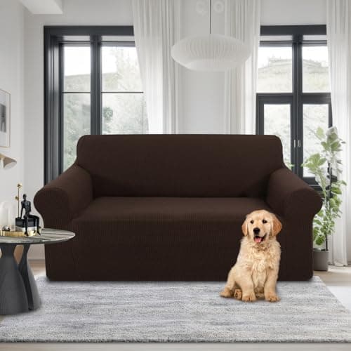 U-NICE Home Loveseat Stretch Sofa Cover, Pet Friendly, Chocolate