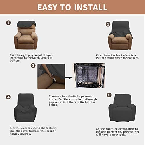 100% Waterproof Recliner & Couch Cover, Dark Gray, Leakproof Kids and Pet Proof Seat Cover