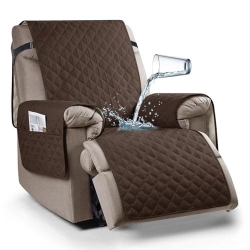 Ruaozz Waterproof Recliner Chair Cover for Kids, Dogs, Pets (Dark Brown, 23'')
