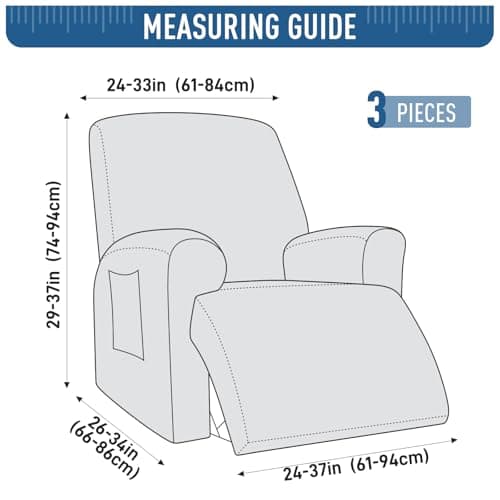 TAOCOCO Stretch Jacquard Recliner Chair Covers, Dark Grey