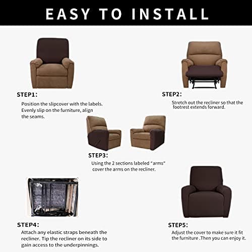 Dual Waterproof Recliner Cover for Couch and Sofa, Leakproof Protector for Kids and Pets Chocolate