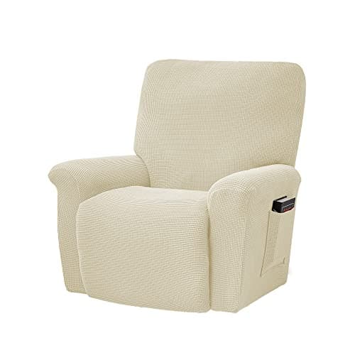 Conruser Jacquard Stretch Recliner Chair Cover (Yellow) — Beige