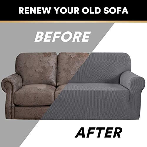 PrinceDeco Stretch Loveseat Sofa Cover, Gray, Pet Friendly&Washable
