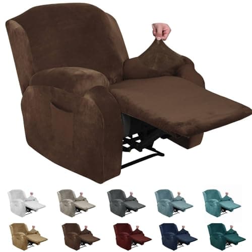 MAXIJIN Velvet Recliner Cover for Kids & Pets (Dark Coffee)