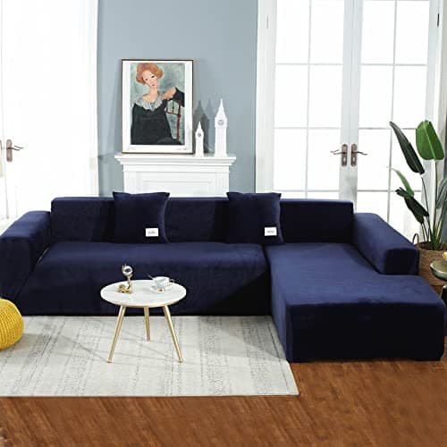 L Shape Sectional Couch Covers, 2 Pcs Anti-Slip Slipcover for 3 + 3 Seaters
