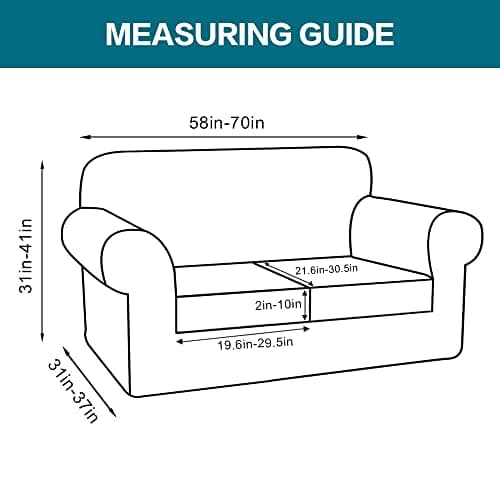 Turquoize 3-Piece Sofa Covers for 2-Cushion Couch, Washable Biscotti Beige Jacquard Slipcovers