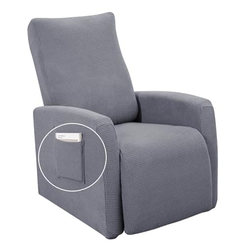 Jacquard Recliner Chair Cover, Taupe, Recliner Protector with Pocket — Jacquard 1-light Gray