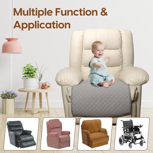 Grey Waterproof Recliner Chair Cover - Non-Slip Furniture Protector 23"x35"