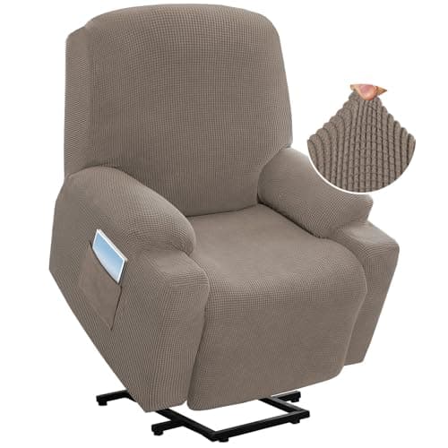 H.VERSAILTEX Grey Soft Thick Jacquard Stretch Recliner Cover with Side Pocket — Taupe