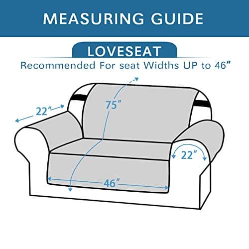 H.VERSAILTEX Ivory/Beige Loveseat Slipcover, Non-Slip Elastic Strap, Water Resistant, Seat Width to 46"