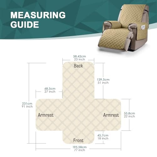 Waterproof Recliner Chair Cover with Elastic Straps for Kids, Dogs, Pets