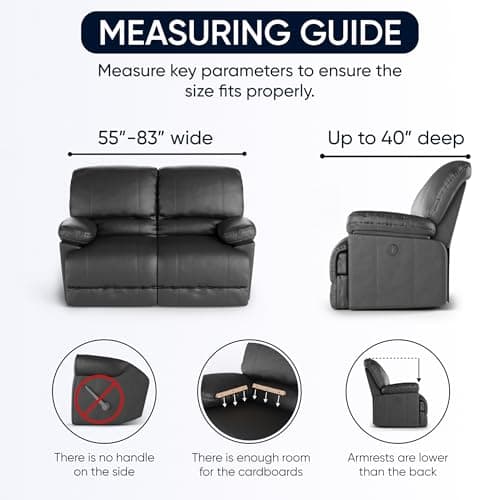 PAULATO Recliner Loveseat Cover - 2 Seater Form Fit Stretch Protector - Microfibra Dark Grey
