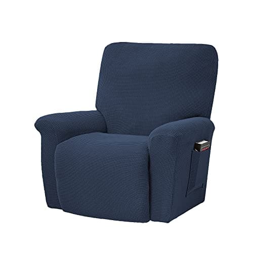 Conruser Jacquard Stretch Recliner Chair Cover (Yellow) — Navy