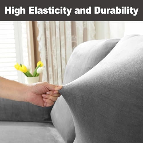 NORTHERN BROTHERS Anti-Slip Velvet Recliner Cover, Soft & Washable, Light Grey