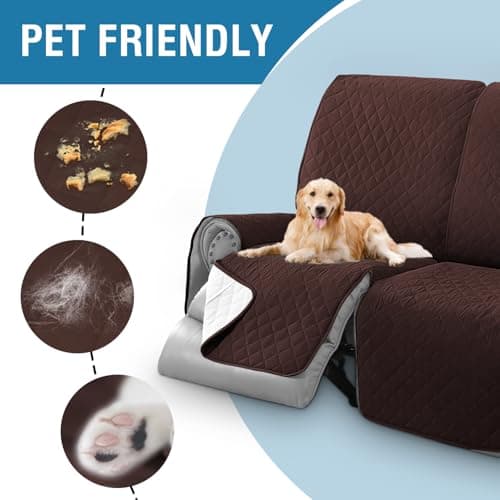H.VERSAILTEX Waterproof Recliner Sofa Cover, Chocolate, for 3 Seat Recliner Couch
