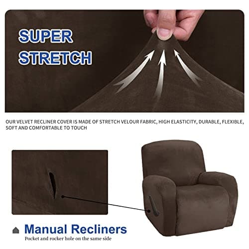MAXIJIN Velvet Recliner Cover for Kids & Pets (Dark Coffee)
