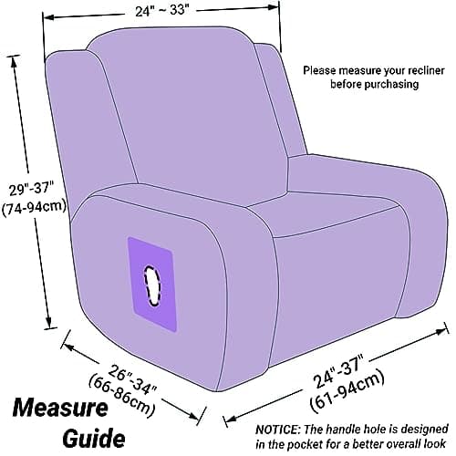 ZNSAYOTX Thicker Soft Grey Velvet Recliner Cover with Side Pockets