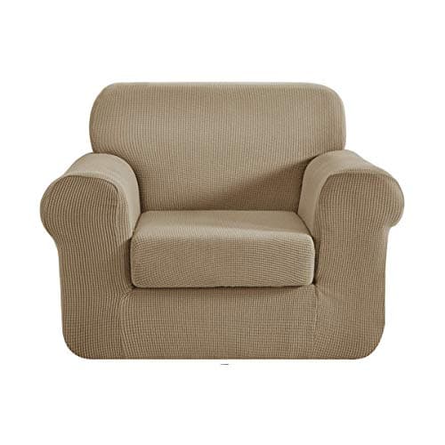 CHUN YI 3 Seater Couch Slipcover, Large Grey Checks — Sand