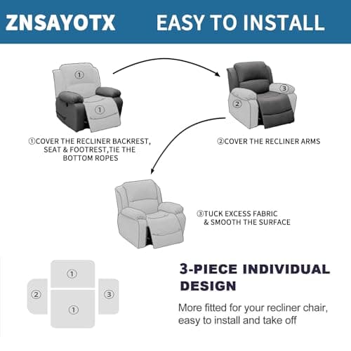 Lazy Boy Reclining Rocker Cover (24"-37"), 3-Piece Stretch Slipcover