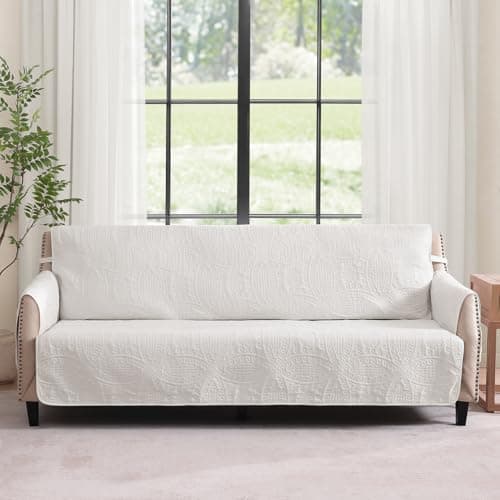 Water-Repellent White Recliner Slipcover, Stay-In-Place Pet-Friendly Washable Cover (22") — White