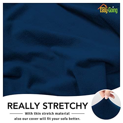 Chocolate Fleece Stretch Slipcover for Sofa, Non-Slip & Washable Couch Protector — Navy