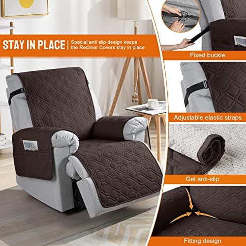 VANSOFY Waterproof Dog Recliner Chair Cover, Non-Slip Protector (Chocolate, 23.6")