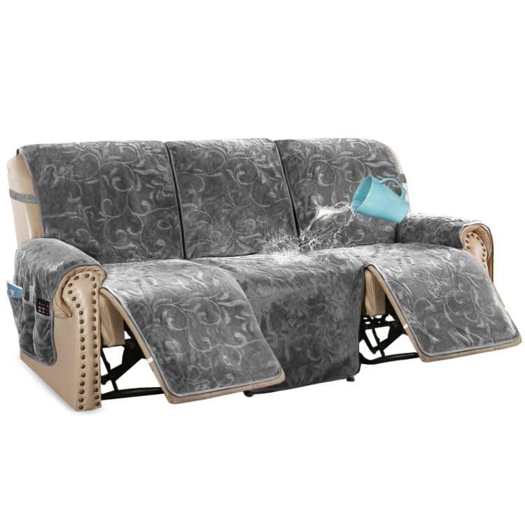 H.VERSAILTEX 100% Waterproof Recliner Sofa Cover (3 Seater, Grey)