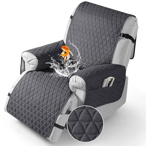TAOCOCO Recliner Cover - 100% Waterproof, Non-Slip, Elastic Band (Black, Small-22') — Black Grey