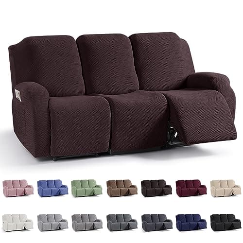 KinCam Chocolate Stripe Jacquard Recliner Couch Cover