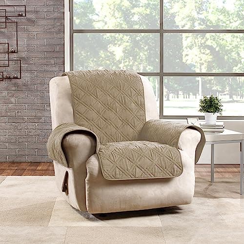 SureFit Chocolate Non-Slip Microfiber Recliner Cover — Tan