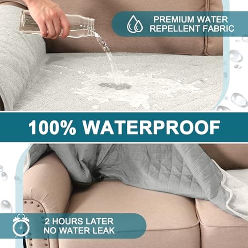 Turquoize Waterproof Dog Loveseat Cover with Side Pocket (Natural White)